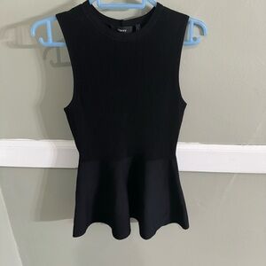 Theory Rib Knit Peplum Sleeveless Top Size Petite/XS